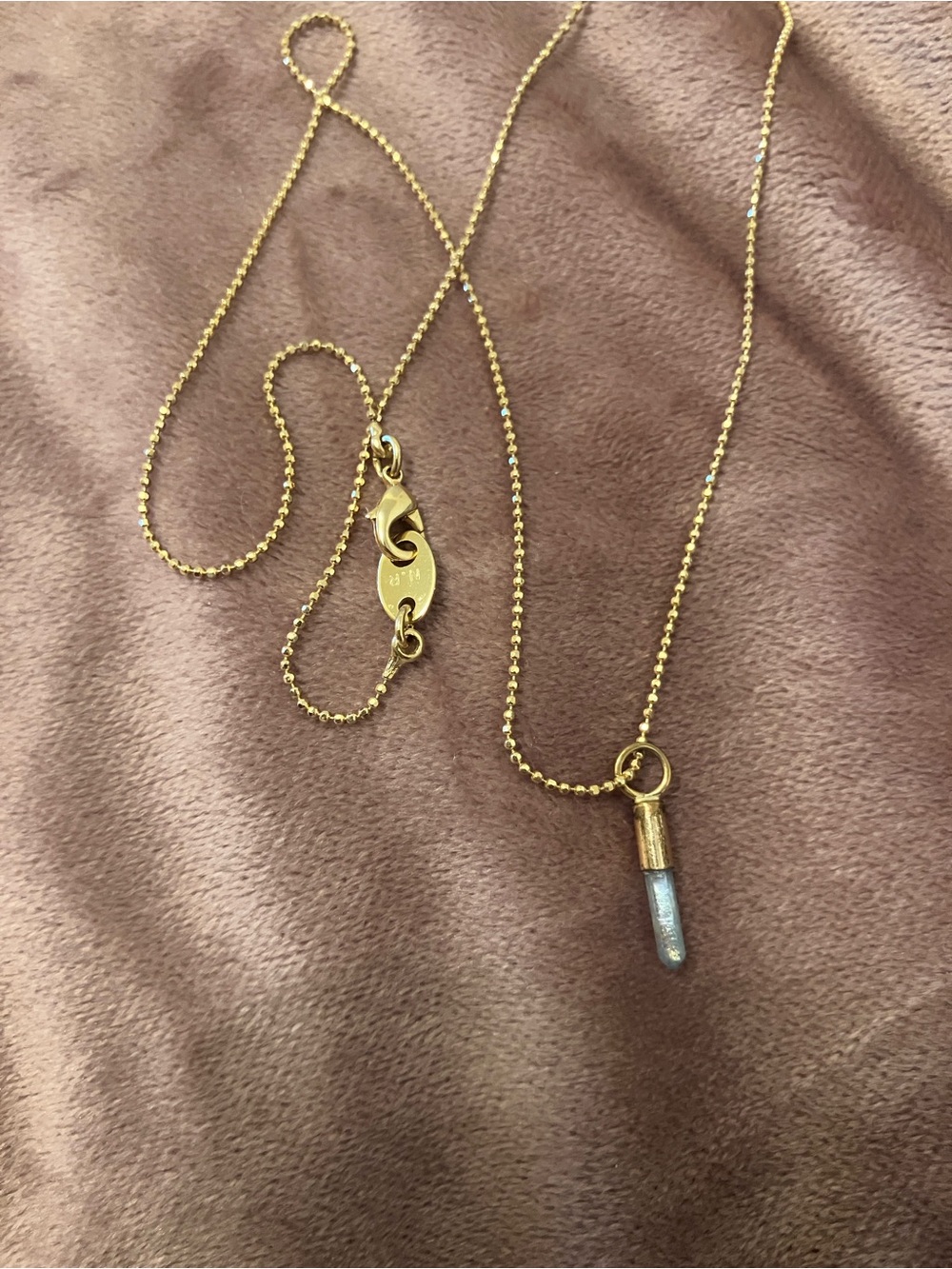 Sparkle Gold Chain Necklace Light Blue quartz Pendant